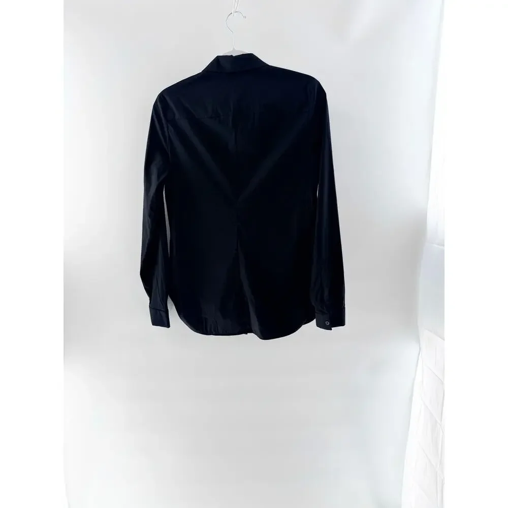 COS Cotton Blend Long Sleeve Collared Button Down Shirt Black Womens Size 38 / 4